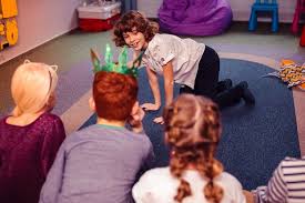 An indoor children's game of charades